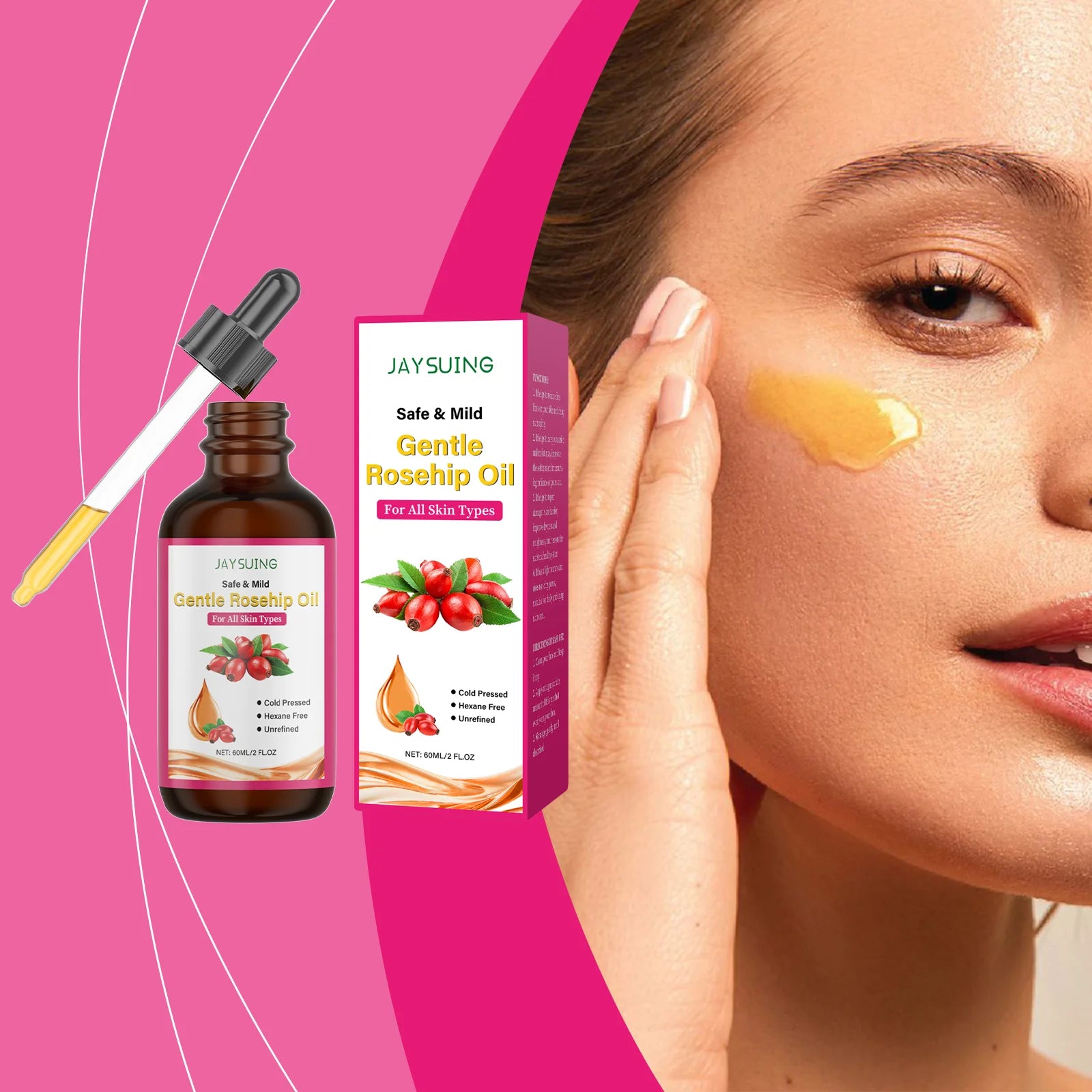 Rosehip Facial Oil Moisturizing Smoothing Skin Relieves Dryness Discomfort Enhances Softness Elasticity Anti-Aging Essence Oil