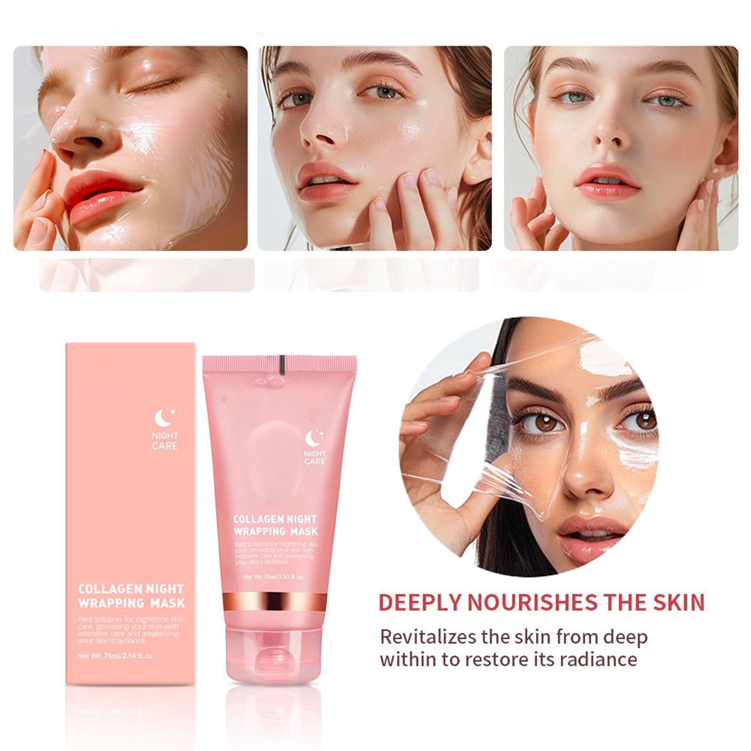 Collagen Peel-Off Face Mask – Hydrating, Firming, Brightening, Pore Minimizing, Overnight Care, Gentle, Unisex, Certified