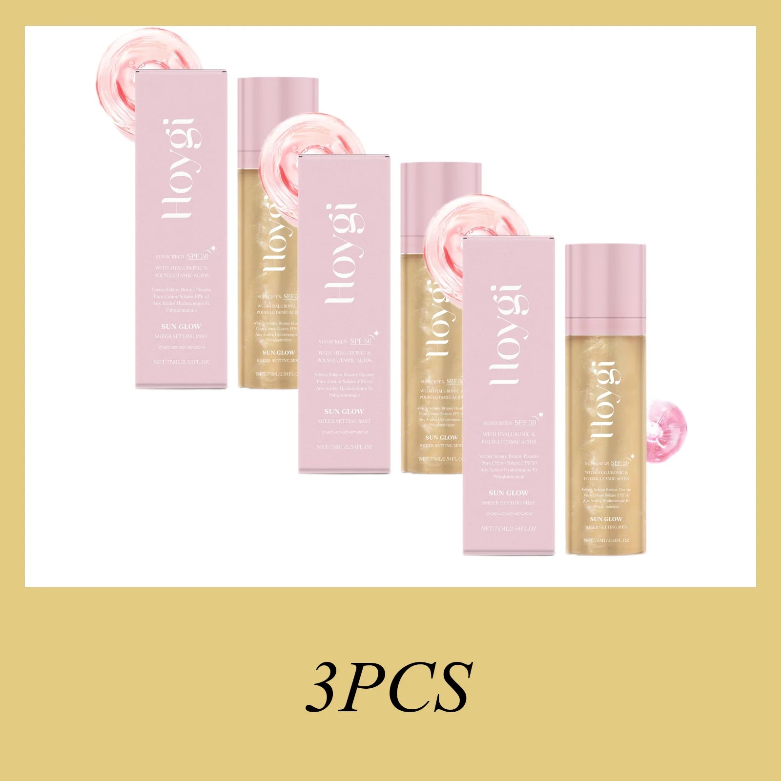 Hoygi 75ML SPF 50 Sheer Setting Mist Hydrating Glow Mist with Shimmering Oil Reef Safe for Face Body Non Greasy Fast Absorbing