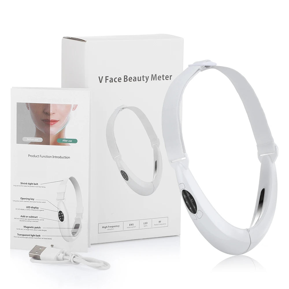 EMS Double Chin V Shape Lift Belt Facial Lifting Massager 5 Modes Face Slimming Vibration Face Lift Tighten Device Skin Care