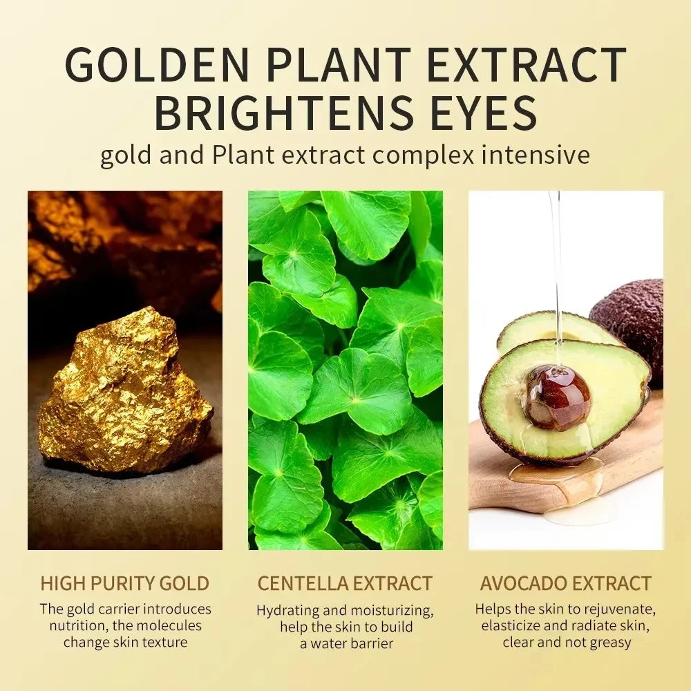 60pcs Avocado Gold Eye Mask Firming Improve Eye Bags Nourishing Moisturising Anti Wrinkle Eye Patches for Dark Circles Skin Care
